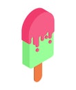 Ice cream on stick. Eskimo Cold sweetness dessert. cartoon vector