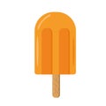 Ice cream on a stick flat style. fruit sorbet, orange bright color