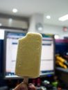 Ice cream sticks, durian flavored with coconut cold as the ice i