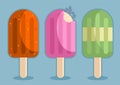 ice cream sticks with three different flavors