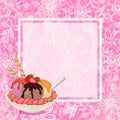 Ice Cream, Strawberries and Background