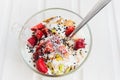 Ice cream with strawberries in a cup