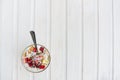 Ice cream with strawberries in a cup