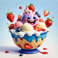 Ice cream strawberry blueberry fruit sweet treat dessert food celebration