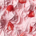 Ice cream strawberry flavors with fresh strawberry in seamless pattern style. Close up creamy gelato dessert in intricated texture