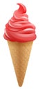 Ice Cream Strawberry Frozen Yogurt Icecream Cone