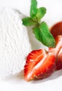Ice cream with strawberry and mint leaves Royalty Free Stock Photo