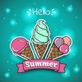 Ice Cream summer emblem