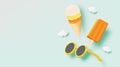 Ice cream for summer season and sunglasses Royalty Free Stock Photo
