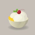 Ice-cream sundae with cherry topping. Vector illustration decorative design Royalty Free Stock Photo