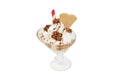 Ice cream sundae in a crystal glass Royalty Free Stock Photo