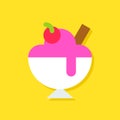 Ice cream sundae vector illustration, Sweets flat style icon Royalty Free Stock Photo