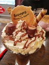 Ice cream sundae wafer scoops desserts whipped chocolate kinder bueno