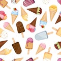 Ice cream sweet desserts vector seamless pattern