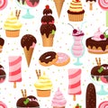 Ice cream and sweets seamless pattern