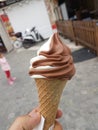 Ice cream swirl fresh in summer holidyas chocolate and cream