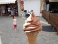 Ice cream swirl fresh in summer holidyas chocolate and cream