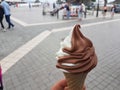 Ice cream swirl fresh in summer holidyas chocolate and cream