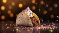 Ice cream taco, blending the joy of ice cream with the convenience of a taco shell. Dessert food mashup. Copy space.