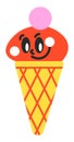 Ice cream, tasty dessert sticker cartoon character
