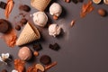 A ice cream texture photo in the dark grey background,generative ai Royalty Free Stock Photo