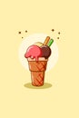 Ice cream three flavor icon cartoon illustration