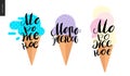 Ice Cream - three russian letterings and icecream cone Royalty Free Stock Photo