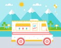 Ice Cream Truck agains Beach Landscape Royalty Free Stock Photo