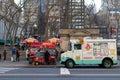 Ice Cream Truck and Food Cart at Bryant Park along a Street in Midtown Manhattan of New York City Royalty Free Stock Photo