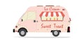 Ice cream truck side view modern van transport flat vector illustration Royalty Free Stock Photo