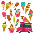 Ice cream truck summer dessert waffle cone and stick