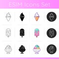 Ice cream types icons set