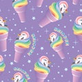 Ice cream unicorn seamless pattern