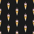 Ice cream. Unicorn. Seamless pattern. Vector illustration. Flat design