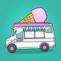 Ice cream van pop art style vector illustration Royalty Free Stock Photo