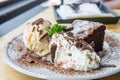 Ice cream Vanilla chocolate pie whippin creamy tasty dessert on Royalty Free Stock Photo