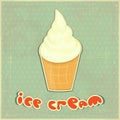 Ice cream Vanilla on retro background