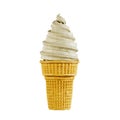 Ice cream vanilla in a waffle cone is delicious. Highly detailed 3d rendering illustration mock-up. Royalty Free Stock Photo