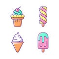 Ice cream varieties RGB color icons set Royalty Free Stock Photo