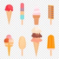 Ice cream variety collection. Chocolate, vanilla dessert. Vector