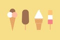 Ice cream variety collection, vector flat illustration