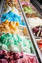 Ice cream in various colors and taste