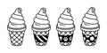 Ice cream vector cone icon logo chocolate vanilla polka dot stripe dog paw cartoon illustration graphic Royalty Free Stock Photo