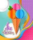 Ice cream vector design paper cut layers