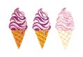 Ice cream vector doodle style. Vanilla and fruit ice cream illustrations.