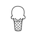 Ice Cream Clean Black Outline Vector for Coloring