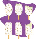 Ice cream lolly. Ice cream vector illustration. White chocolate with nuts