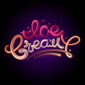 Ice cream vector illustration. Imitation 3 D. Beautiful inscription for a sign or a poster.