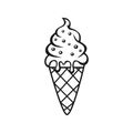 Ice cream Vector outline illustration drawings on a white background