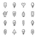 Ice cream vector thin line icons set